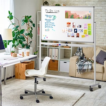 Large Mobile Whiteboard on Wheels for Classrooms and Offices