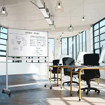 Large Mobile Whiteboard on Wheels for Classrooms and Offices