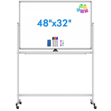 Large Mobile Whiteboard on Wheels for Classrooms and Offices