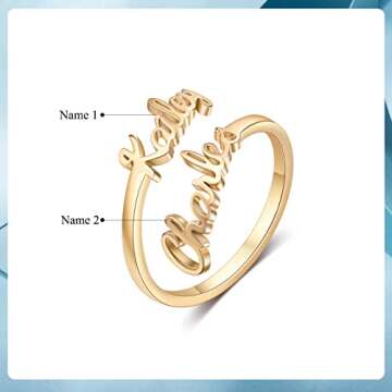 LoraPetid Personalized Double Names Ring for Women Custom Gold Ring with Names Promise Rings for Her...