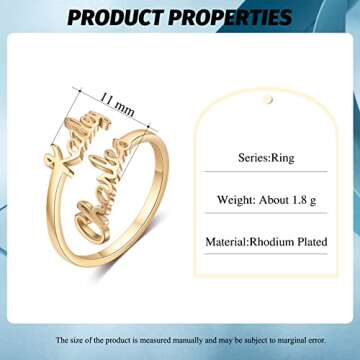 LoraPetid Personalized Double Names Ring for Women Custom Gold Ring with Names Promise Rings for Her Mother Rings Customized Gifts for Women Mom