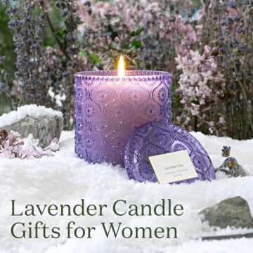 LA JOLIE MUSE Lavender Candle, Candles for Women, Lavender Lilac Candle, Scented Candle Gift, Aromatherapy Candle, Candles for Home Scented