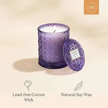 LA JOLIE MUSE Lavender Candle, Candles for Women, Lavender Lilac Candle, Scented Candle Gift, Aromatherapy Candle, Candles for Home Scented
