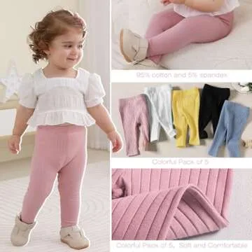 U.nikaka Unisex Baby Preemie-Newborn 5-Pack Pants in Grey White Black Orange and Pink