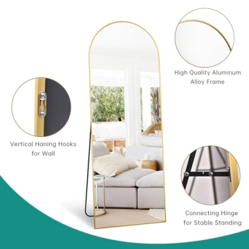 TinyTimes Arched Gold Mirror Modern Stylish Full Length