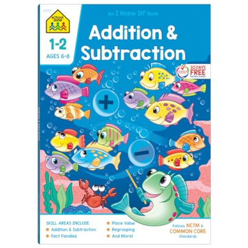 School Zone Addition and Subtraction Workbook for 1st Grade Learning