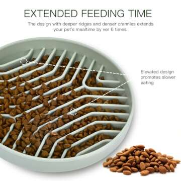 Slow Feeder Dog Bowls, Puzzle Silicone Dog Feeding Bowls with Suction Cups, Anti-Choking, Non-Slip D...