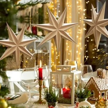 Elegant SUNBEAUTY 3 Pcs Rustic 7-Pointed Star Lanterns