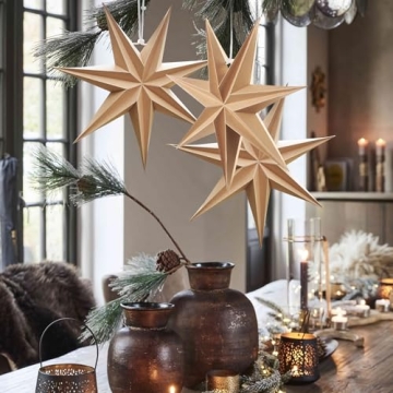 Elegant SUNBEAUTY 3 Pcs Rustic 7-Pointed Star Lanterns