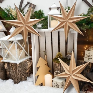 Elegant SUNBEAUTY 3 Pcs Rustic 7-Pointed Star Lanterns