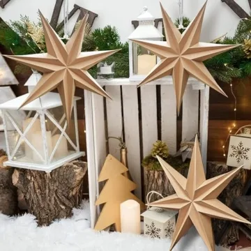 Elegant SUNBEAUTY 3 Pcs Rustic 7-Pointed Star Lanterns