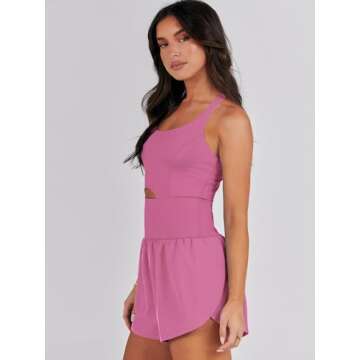 Stylish Caracilia Women's Workout Athletic Romper - Deep Pink