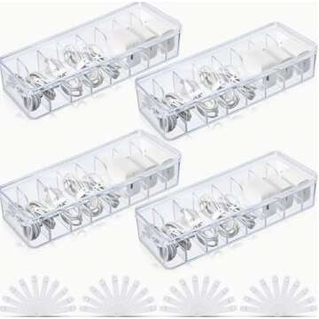 Clear Cable Management Boxes with Silicone Ties for Organization