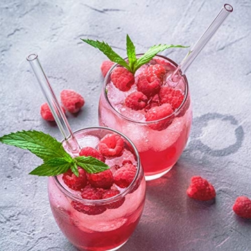 10-Piece Reusable Glass Drinking Straws - 10" x 10 mm - Smoothie Straws for Milkshakes, Frozen Drinks, Smoothies, Bubble Tea - Environmentally Friendly