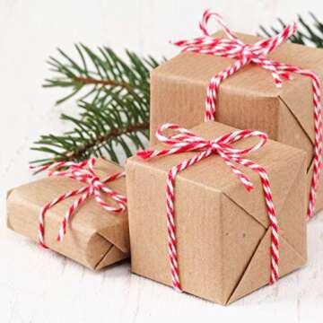 HOKI Cotton Bakers Twine Red & White 100M (328 Feet), Packing String, Durable Rope for Gardening, Decoration, Tying Cake and Pastry Boxes, DIY Crafts & Gift Wrapping, for Art and Craft