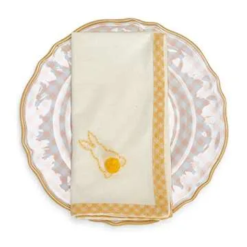 Two's Company Gingham Garden Set of 4 Melamine Dinner Plates Includes 4 Colors