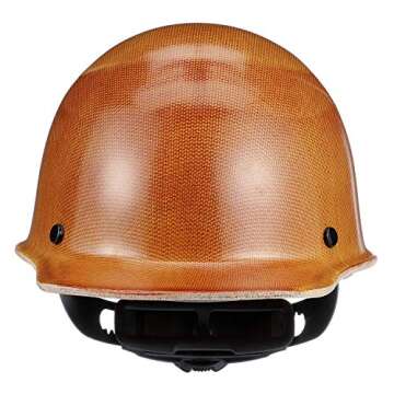 MSA 475395 Skullgard Cap Style Safety Hard Hat with Fas-Trac III Ratchet Suspension | Non-slotted Cap, Made of Phenolic Resin, Radiant Heat Loads up to 350F - Standard Size in Natural Tan