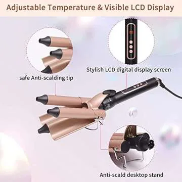 5 in 1 Curling Iron Wand Set, Interchangeable Curly Irons for Hair, 30s Heat Up, 180°F-450°F Degrees Adjustment, Curling Wand with Attachment for All Hair Type