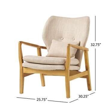 Christopher Knight Home Haddie Wood Frame Club Chair, Beige