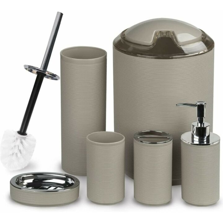 CERBIOR Elegant Beige Bathroom Accessories Set 6 Pieces