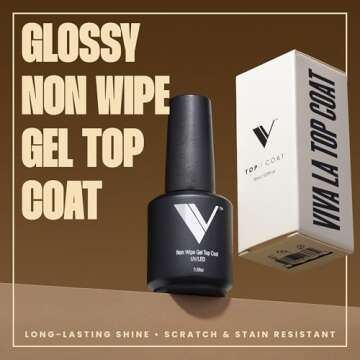 V Beauty Pure No Wipe Gel Top Coat - Long Lasting UV Top Coat Gel Nail Polish, Scratch and Stain Res...