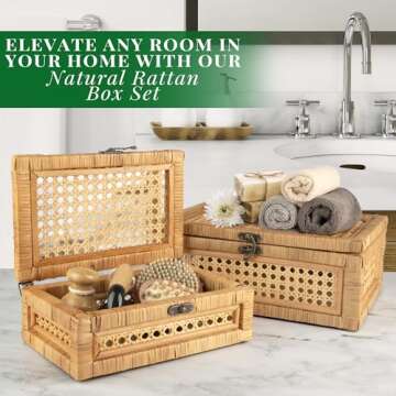 Handcrafted Rattan Display Boxes - Set of 2 Style