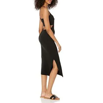 The Drop Women's Zuri Fitted Cut-out One Shoulder Maxi Sweater Dress, Black, XL