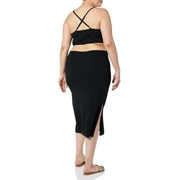 The Drop Women's Zuri Fitted Cut-out One Shoulder Maxi Sweater Dress, Black, XL