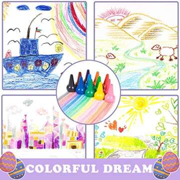 Crayons for Toddlers 12 Colors Paint Crayons 12 Stars 6 Eggs 3 Fingers Crayons Palm Grip Crayons Stackable Toys for Kids 1-3 Years Safe/Non-Toxic/Washable Easter Holiday Birthday Gifts 21 Pack