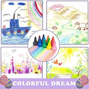Crayons for Toddlers 12 Colors Paint Crayons 12 Stars 6 Eggs 3 Fingers Crayons Palm Grip Crayons Stackable Toys for Kids 1-3 Years Safe/Non-Toxic/Washable Easter Holiday Birthday Gifts 21 Pack