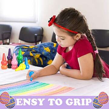 Crayons for Toddlers 12 Colors Paint Crayons 12 Stars 6 Eggs 3 Fingers Crayons Palm Grip Crayons Stackable Toys for Kids 1-3 Years Safe/Non-Toxic/Washable Easter Holiday Birthday Gifts 21 Pack