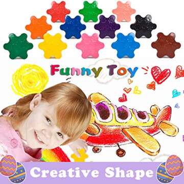 Crayons for Toddlers 12 Colors Paint Crayons 12 Stars 6 Eggs 3 Fingers Crayons Palm Grip Crayons Stackable Toys for Kids 1-3 Years Safe/Non-Toxic/Washable Easter Holiday Birthday Gifts 21 Pack