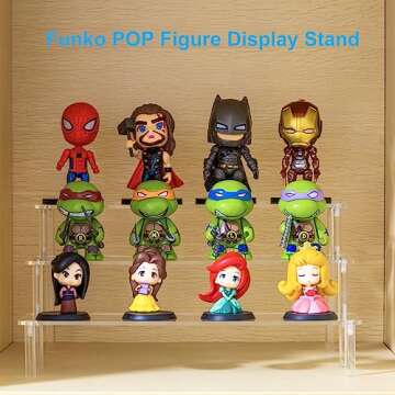 HENABLE Large Acrylic Display Risers, Perfume Stand Organizer, Clear Acrylic Shelf Risers for Display Stands for Food, Tabletop Use, Amiibo Funko POP Figure, 3 Tier Clear Cupcake Stand Risers