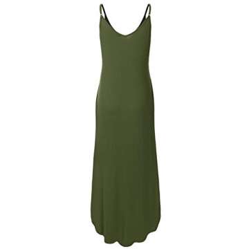 danibe Women's Casual Loose Fit Long Cami Maxi Dress with Pockets Olive S