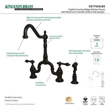 Elegant Kingston Brass KS7755ALBS Kitchen Faucet