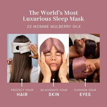 DROWSY Silk Sleep Mask. Face-Hugging, Padded Silk Cocoon for Luxury Sleep in Total Darkness. (Damask Rose)