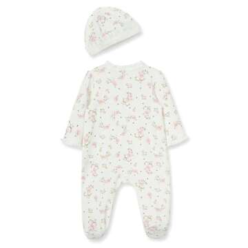 Little Me Baby Clothes & Outfits - Girls One Piece Hat & Footed Sleeper Pajamas - 6 Months, Ivory Ro...