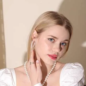 MOROTOLE Pearl Hoop Earrings for Women Small Pearl Hoop Earrings, Gold Plated Lightweight Open Large Circle Round Pearl Earrings Jewelry Birthday Gift for Women