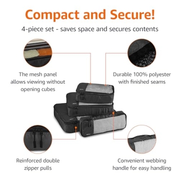 Amazon Basics 4 Piece Travel Organizer Cubes Set