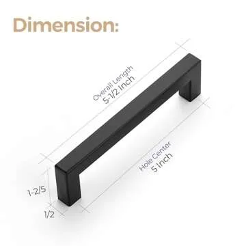 Ravinte 15 Pack 5 Inch Kitchen Square Cabinet Handles Matte Black Cabinet Pulls Black Drawer Pulls Kitchen Cabinet Hardware Kitchen Handles for Cabinets Cupboard Handles Drawer Handles
