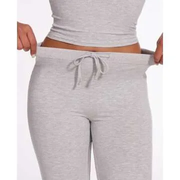 AnotherChill Women's 2 Piece Lounge Sets Straight Leg Pants Set Short Sleeve Crop T-shirt Casual Outfits Comfy Loungewear (Light-Gray, Medium)