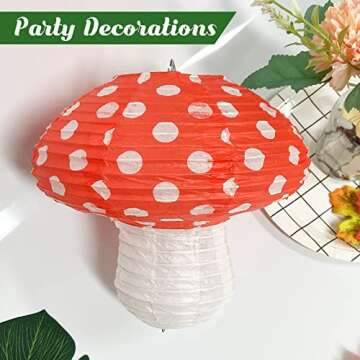 Charming Mushroom Hanging Lanterns - 6 Piece Set for Party and Nursery Decor