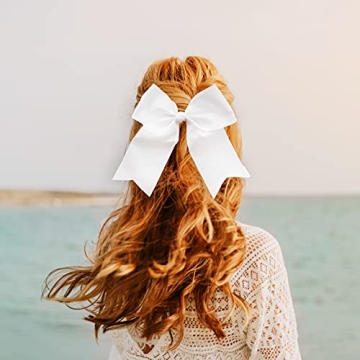 White Jumbo Bow Clip with Tails | Fun Hair Accessory