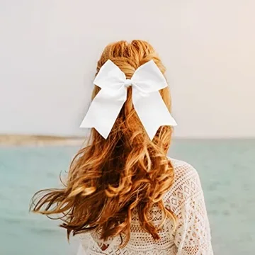 White Jumbo Bow Clip with Tails | Fun Hair Accessory
