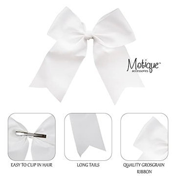 White Jumbo Bow Clip with Tails | Fun Hair Accessory