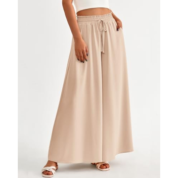 BTFBM Women's Flowy Wide Leg Palazzo Pants with Pockets