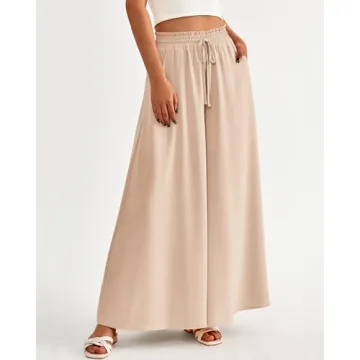 BTFBM Women's Flowy Wide Leg Palazzo Pants with Pockets
