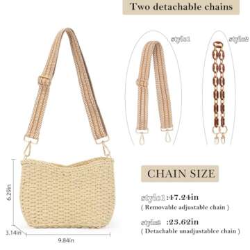 GOKTOW Straw Purse Bag,Woven Handbag,Summer Purse,Raffia Tote CrossBag for Beach Summer Travel，Bei...