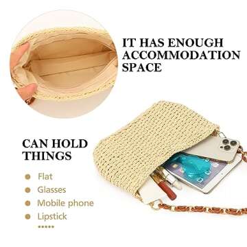 GOKTOW Straw Purse Bag,Woven Handbag,Summer Purse,Raffia Tote CrossBag for Beach Summer Travel，Beige