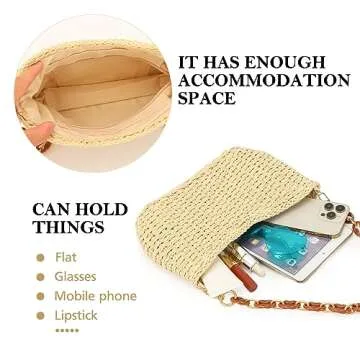 GOKTOW Straw Purse Bag,Woven Handbag,Summer Purse,Raffia Tote CrossBag for Beach Summer Travel，Beige